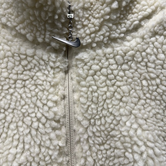 Women's Natural Off-white Sherpa Swoosh Jacket - Picture 5 of 9